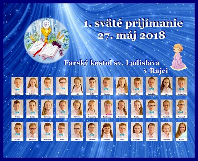 Slávnosť prvého svätého prijímania, 27. máj 2018. Farský kostol sv. Ladislava, Rajec