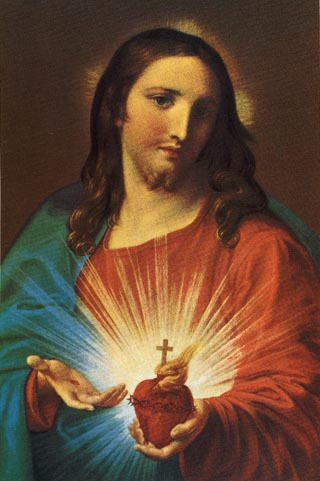 Obrázok - Pompeo Batoni: Sacro Cuore di Gesù (Pompeo Batoni: Najsvätejšie Srdce Ježišovo); maľba na oltári v severnej bočnej kaplnke Il Gesù v Ríme, 1767; 
