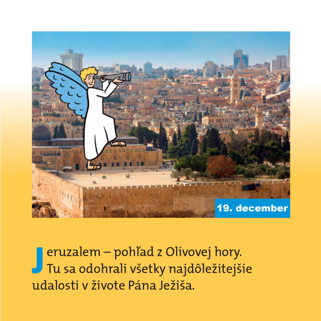 Jeruzalem - pohľad z Olivovej hory. Tu sa odohrali všetky najdôležitejšie udalosti v živote Pána Ježiša.