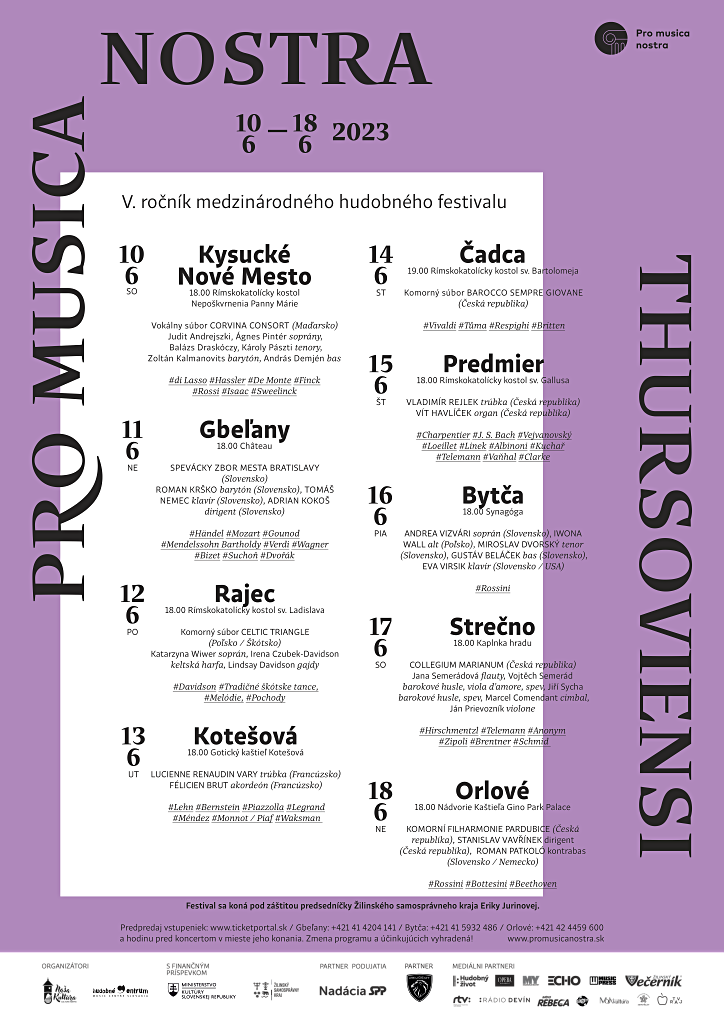 Hudobný festival PRO MUSICA NOSTRA - program